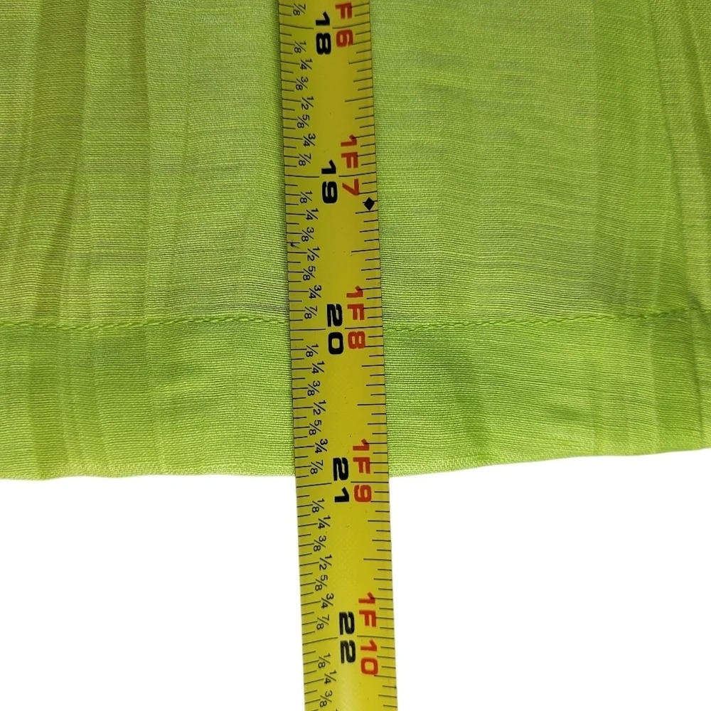 Chicos Blazer Size 0 S 4 Neon Green Open Front Embroidered Pockets Linen Blend